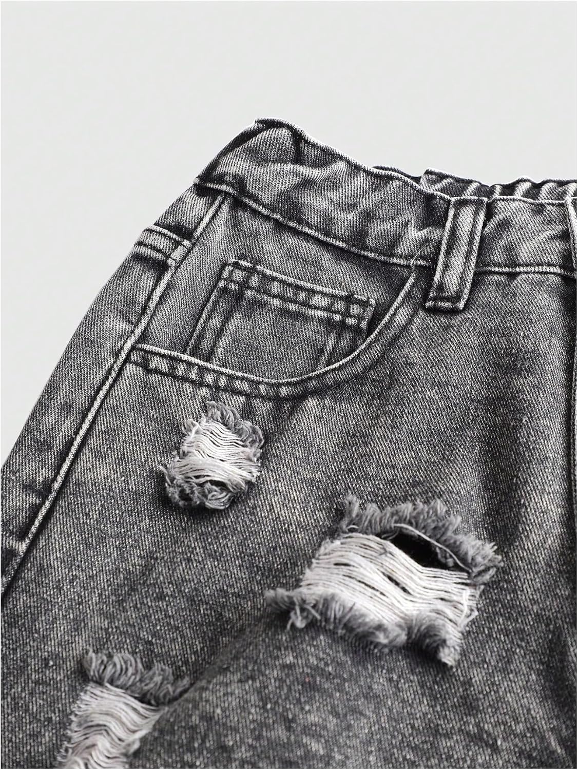 Verdusa Girls Y2K Baggy Jeans Elastic High Waist Wide Leg Loose Denim Jeans Pants Tween Clothes for Girls 10-12