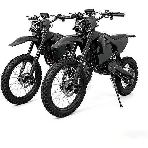 5500W Electric Dirt Bike Ebike for Adults Teens, 60V 30AH Battery Off-Road Ebike, Peak Mid-Drive Motor Electric Motorcycle, High Power Offroad Motocross Scooter for Outdoor Riding (2-Pack)