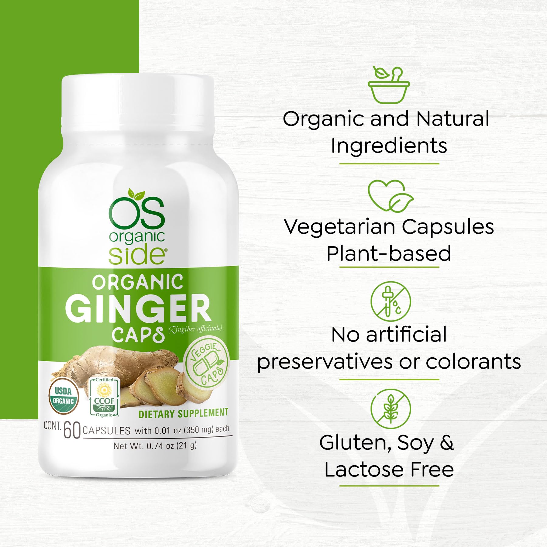 | Organic Ginger Capsules | 60 Count | USDA Certified Organic, Non-GMO, Vegan Botanical Supplement for Daily Digestive Support — Amazon image 4