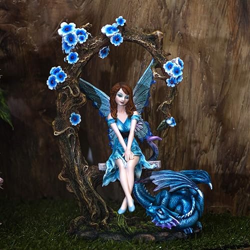 Miniatura 6 de Pacific Giftware FairyTate Fantasy Fairy on The Swing con Dragón Figura decorativa de resina coleccionable