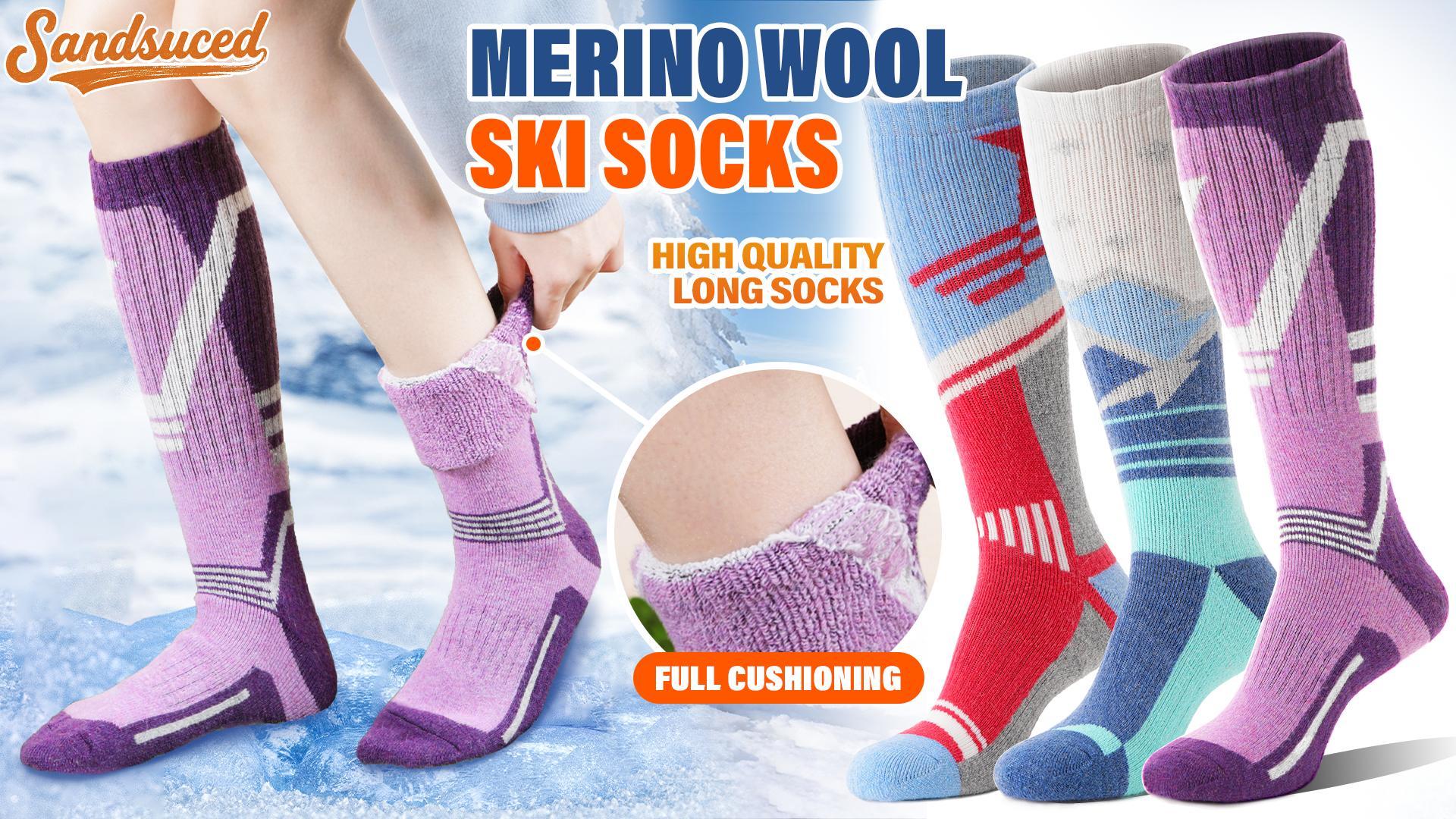 amazon salomon ski socks Amazon.com: Sandsuced Merino Wool Ski Socks for Mens Womens Winter Thermal  Warm Thick Knee High Snowboarding Skiing Socks for Cold Weather 3 Pairs  Gifts Stocking Stuffers(Black Grey,M) : Clothing, Shoes & Jewelry