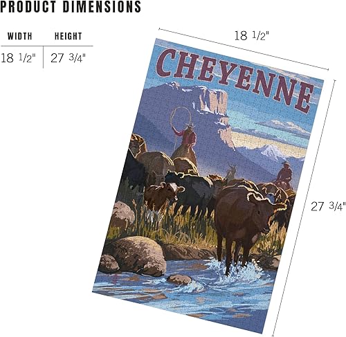Miniatura 5 de Cheyenne, Wyoming, Cowboy Cattle Drive Scene (1000 Piece Puzzle, Challenging Jigsaw Puzzle for Adults, Made in USA)