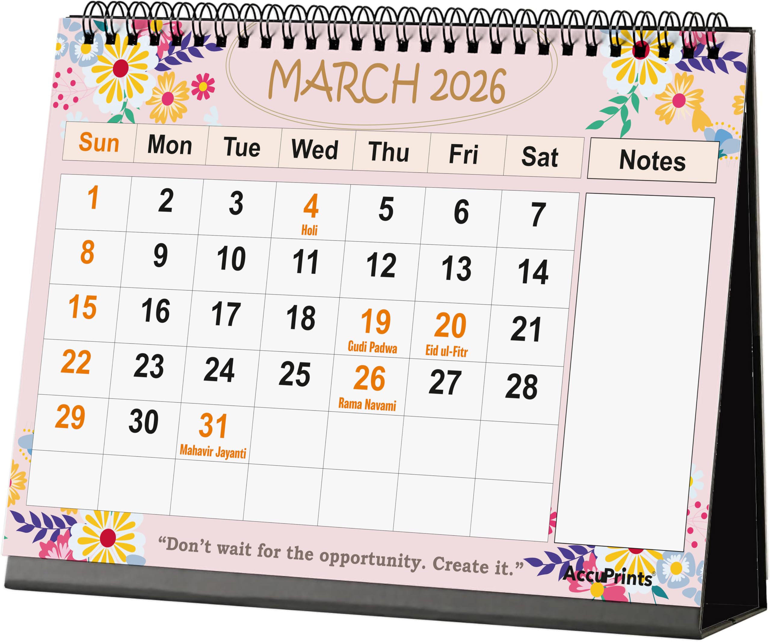 AccuPrints Calendario da scrivania 2025, formato grande, 14,7 x 20,8 cm, con spazio per segni/note, scrivania con fiori verdi