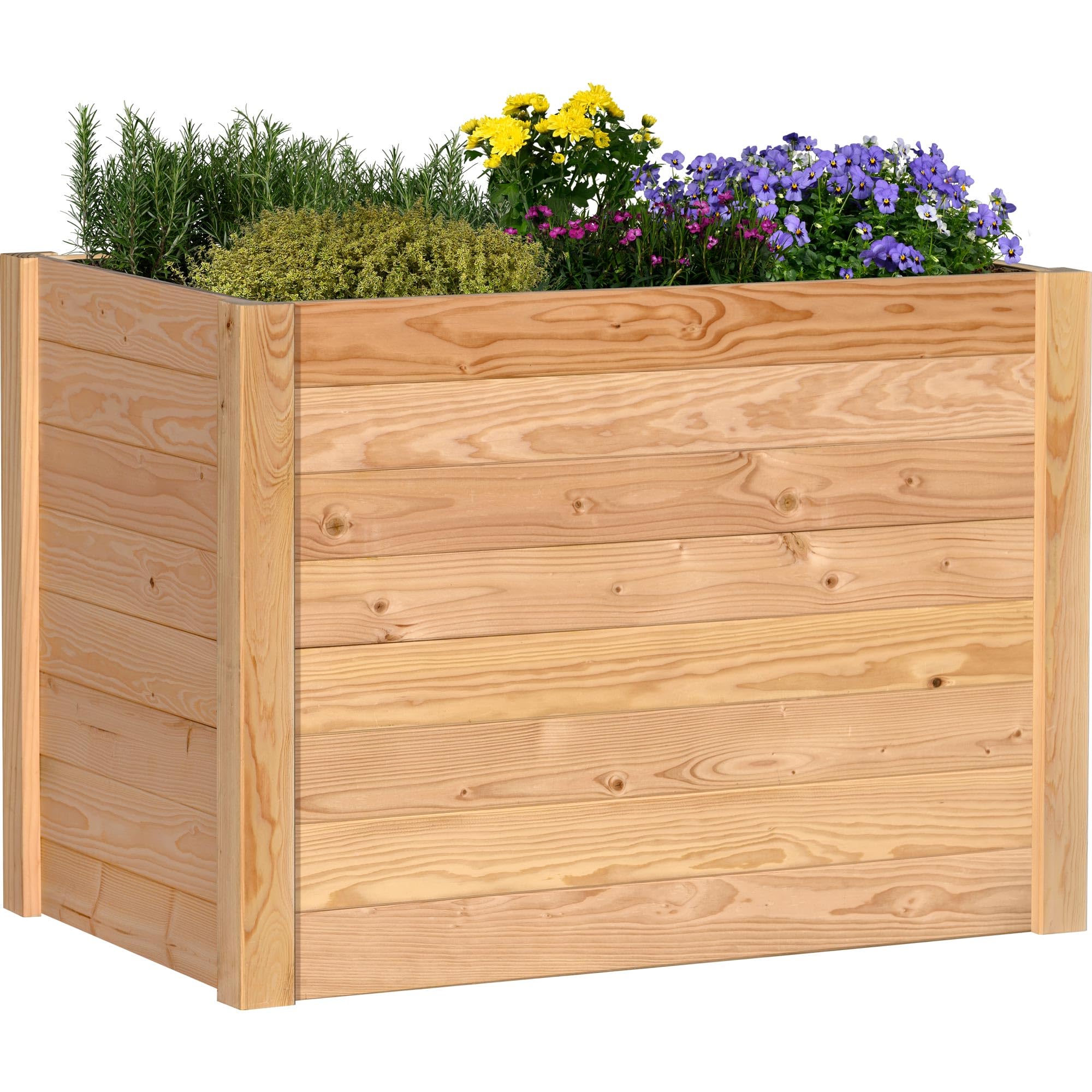 dobar® XL Hochbeet Massivholz Douglasie Bausatz - Unbehandeltes Kräuterbeet für Außen - Hochbeet-Kit für Garten inklusive Pflanzvlies - 420 L