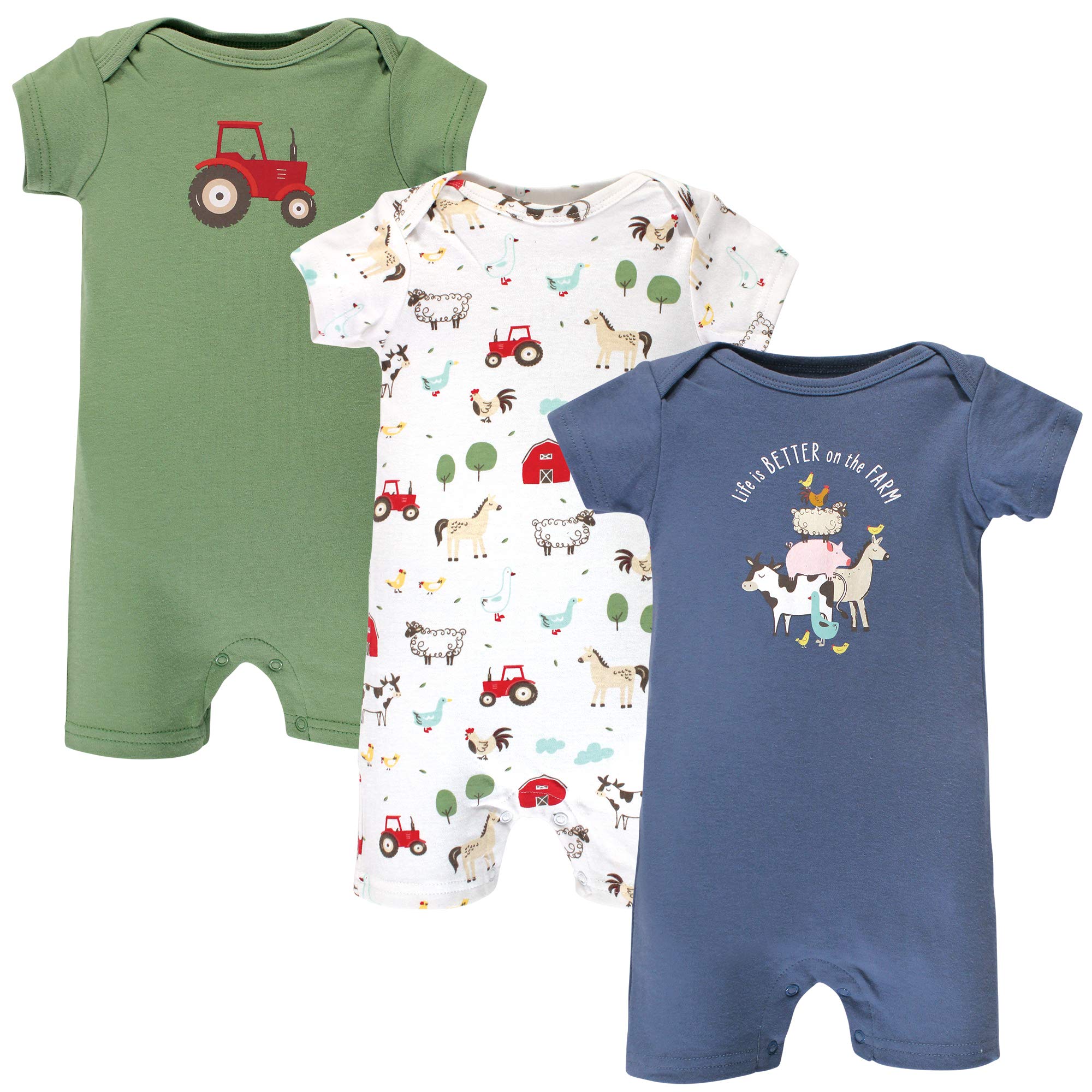 Hudson Baby Dziecięcy chłopcy uniseks bawełniane śpioszki, zwierzęta gospodarskie, 3-6 miesięcy zestaw t-shirtów dla malucha