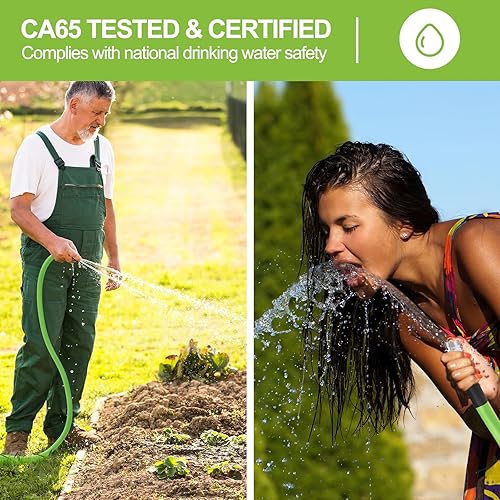 Miniatura 5 de SPECILITE Manguera de jardín de 50 pies sin torceduras con junta universal, manguera flexible de agua potable con agarre giratorio, segura para agua