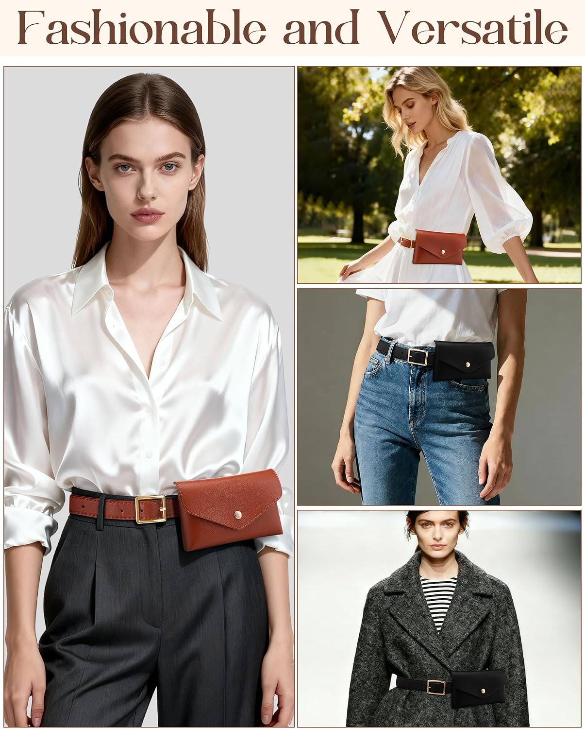 Shihanee 2 Pcs PU Leather Equestrian Belt Bag for Women Adjustable Fanny Pack Waist Belt Bags for Women Girls Horse Riders