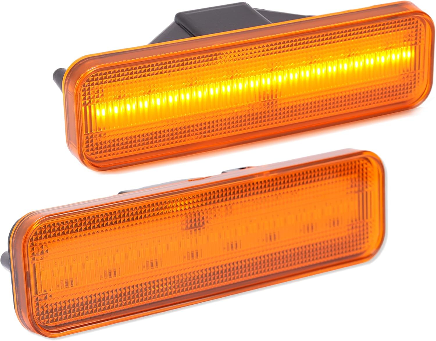 HECASA LED Side Marker Lights Compatible with 1978-1987 Chevrolet Chevy El Camino Malibu GMC Caballero Front Rear Bumper Signal Lamps Replacement for 913417 929986 (4Pcs Amber & Red Lens and Light)