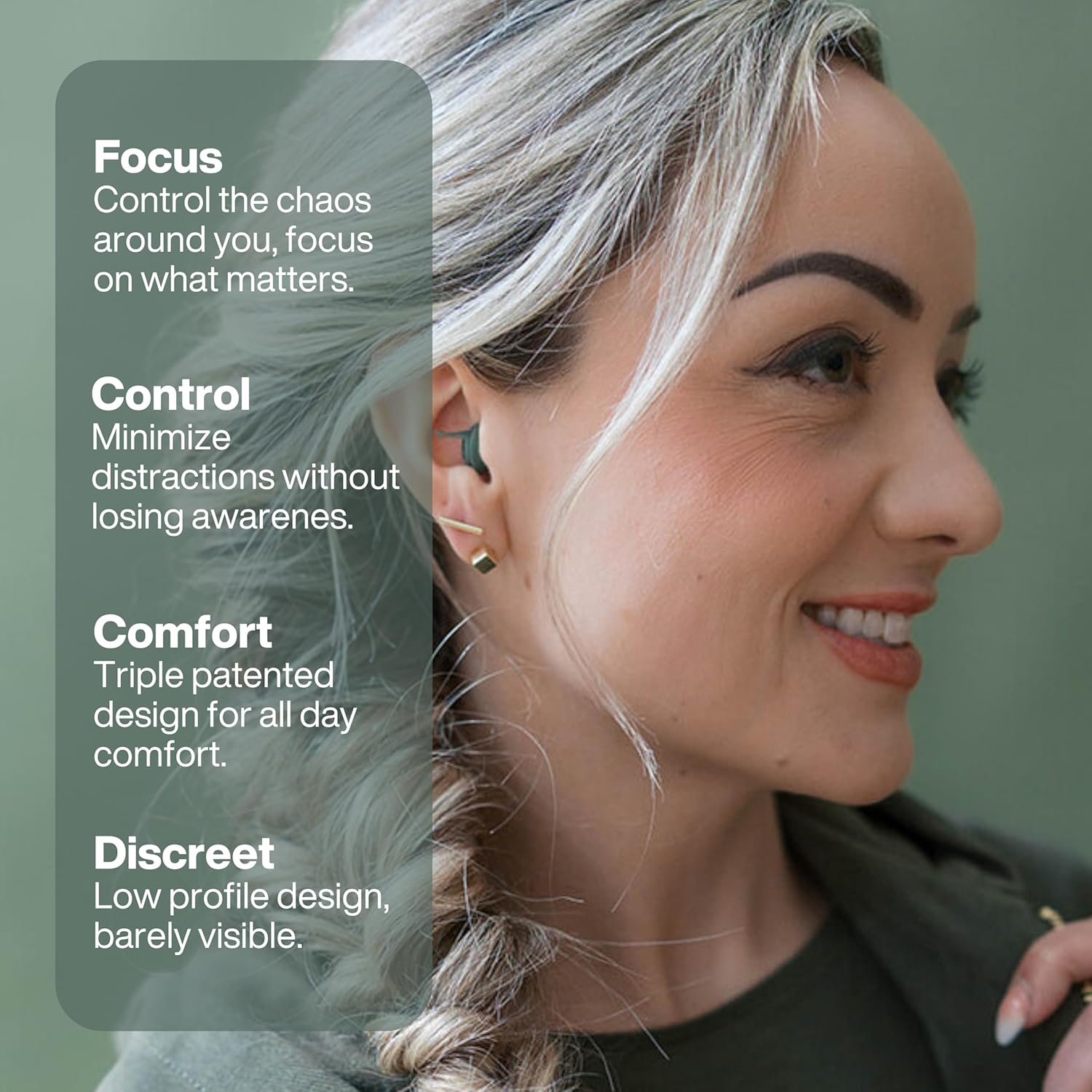 EARPEACE Everyday Noise Control & Noise Reduction Ear Plugs - High-Fidelity Earplugs, Comfortable & Reusable Earplugs for Travel, Sleep, Work, Snoring Blocking, Includes Carrying Case - Forest (Green)