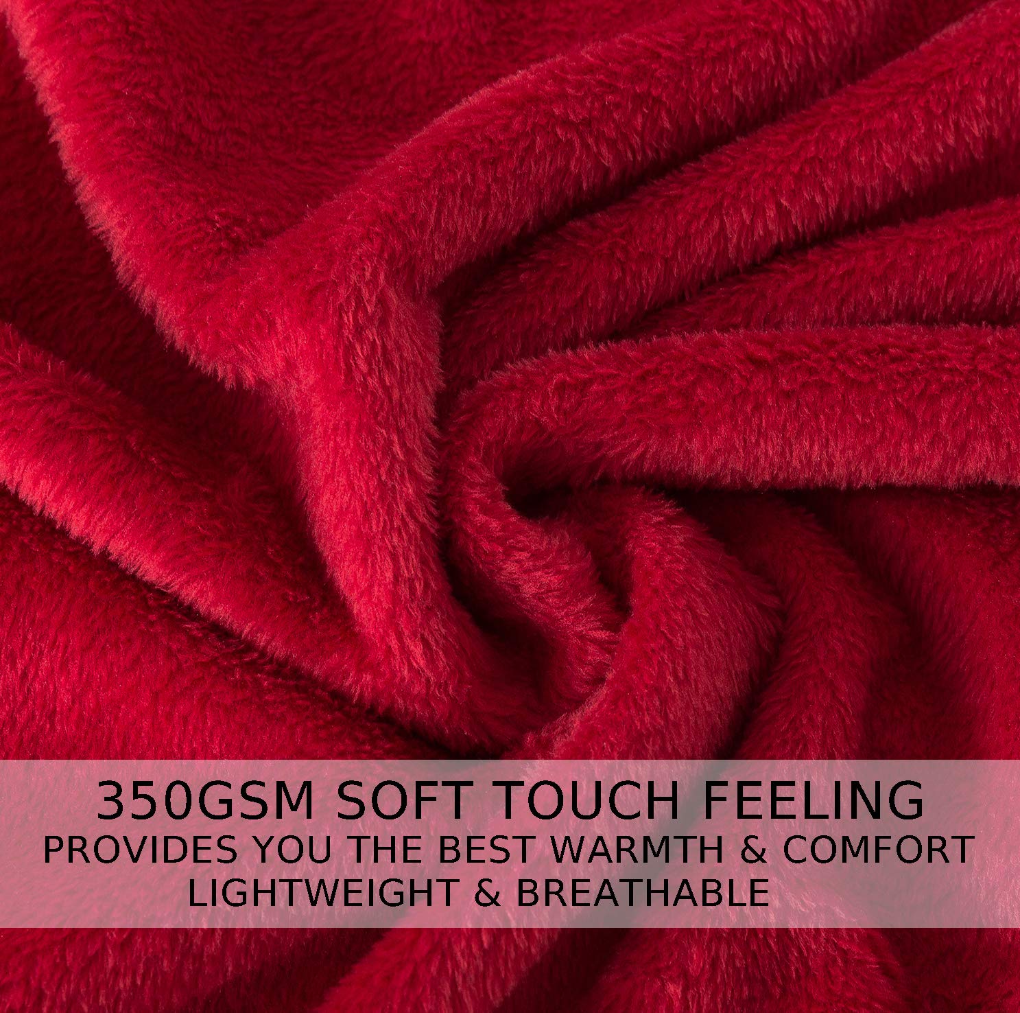 HOZY Plaid Coperta Pile Matrimoniale Antistatica - Super Morbido Coperta leggera e Calda - Adatta per Copriletto Copriletto e Copridivano - Rosso Grande 130x150cm