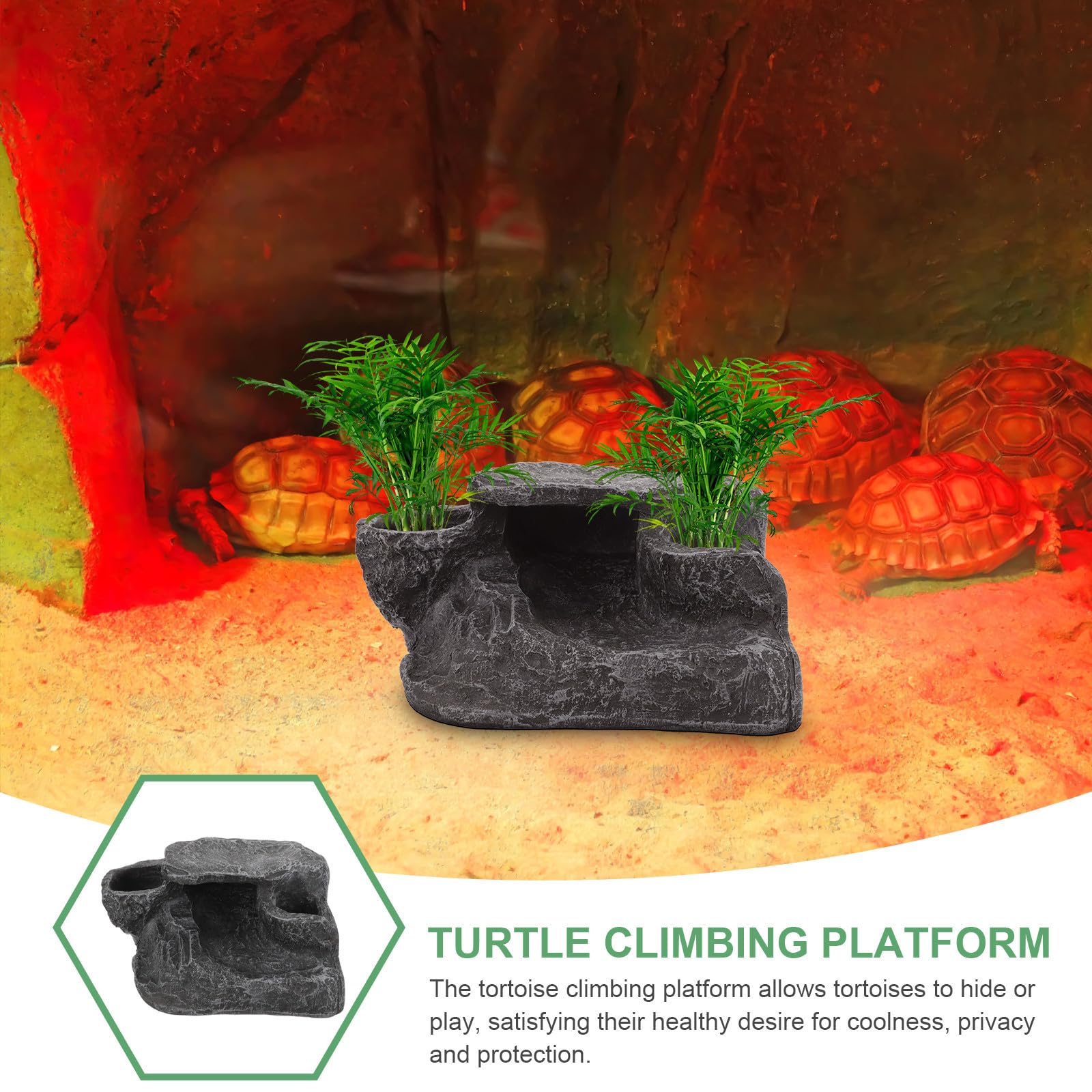 GALPADA Plataforma para Tortugas de Resina Rampa Fácil de Escalar, Resistente al Desgaste para Acuarios de Agua Dulce, Escondite y Decoración para Reptiles y Anfibios