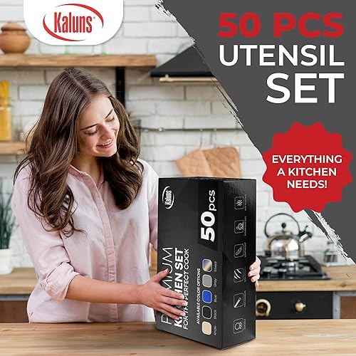 Miniatura 4 de Klauns Juego de utensilios de cocina de silicona, 50 piezas, juego de utensilios de cocina de madera y silicona, antiadherentes y resistentes al