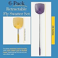Vista 3 de Matamoscas para insectos y moscas – Mango extensible extra largo retráctil, paquete de 6 matamoscas – Interior/exterior – Matamoscas para control