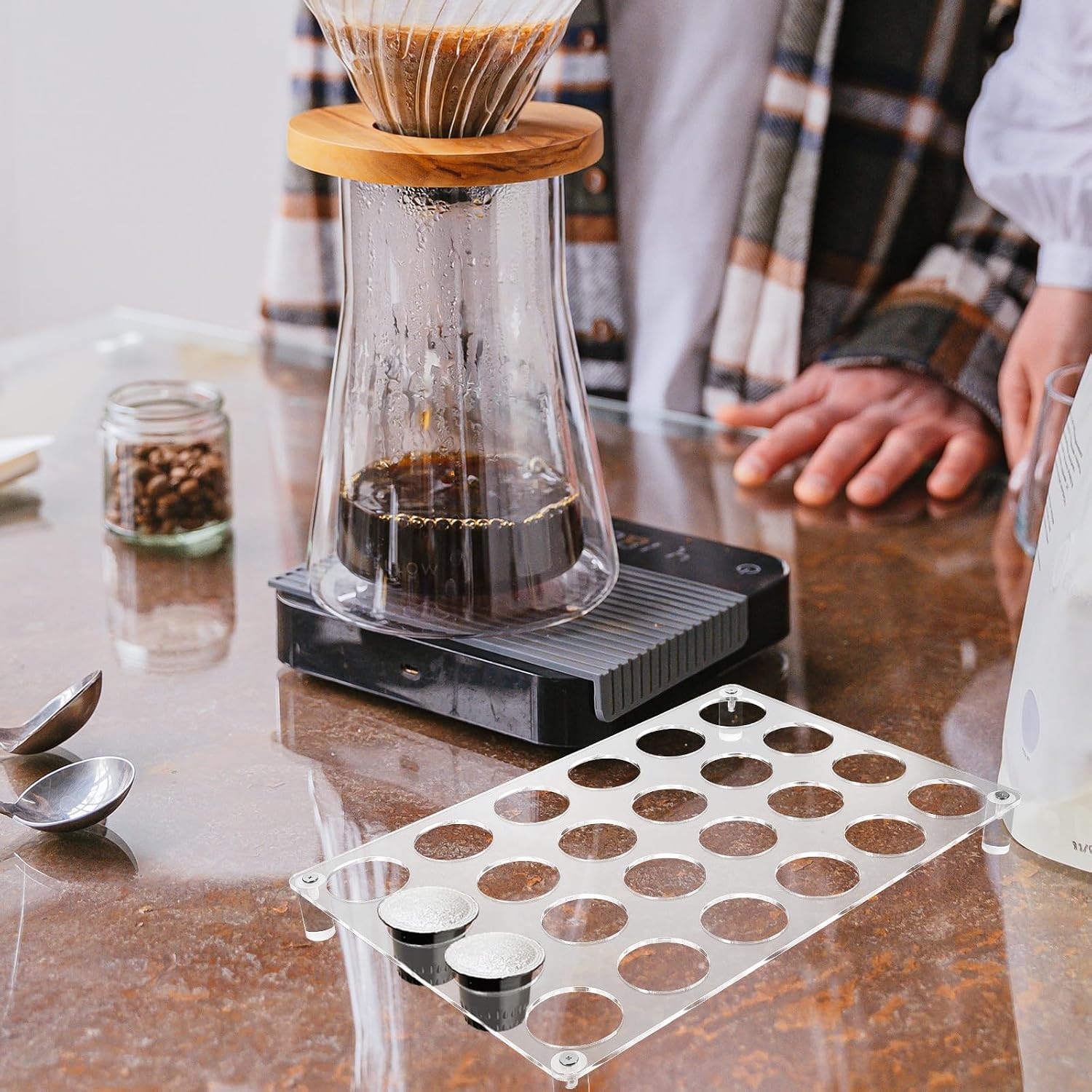 Ipetboom Stylish Acrylic Coffee Capsule Storage Rack with Convenient Display and Easy Installation Coffee Pod Holder for Countertop Organization