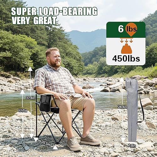 Miniatura 4 de Silla plegable portátil para exteriores con portavasos y bolsa enfriadora, malla transpirable, reposabrazos anchos, diseño ergonómico para