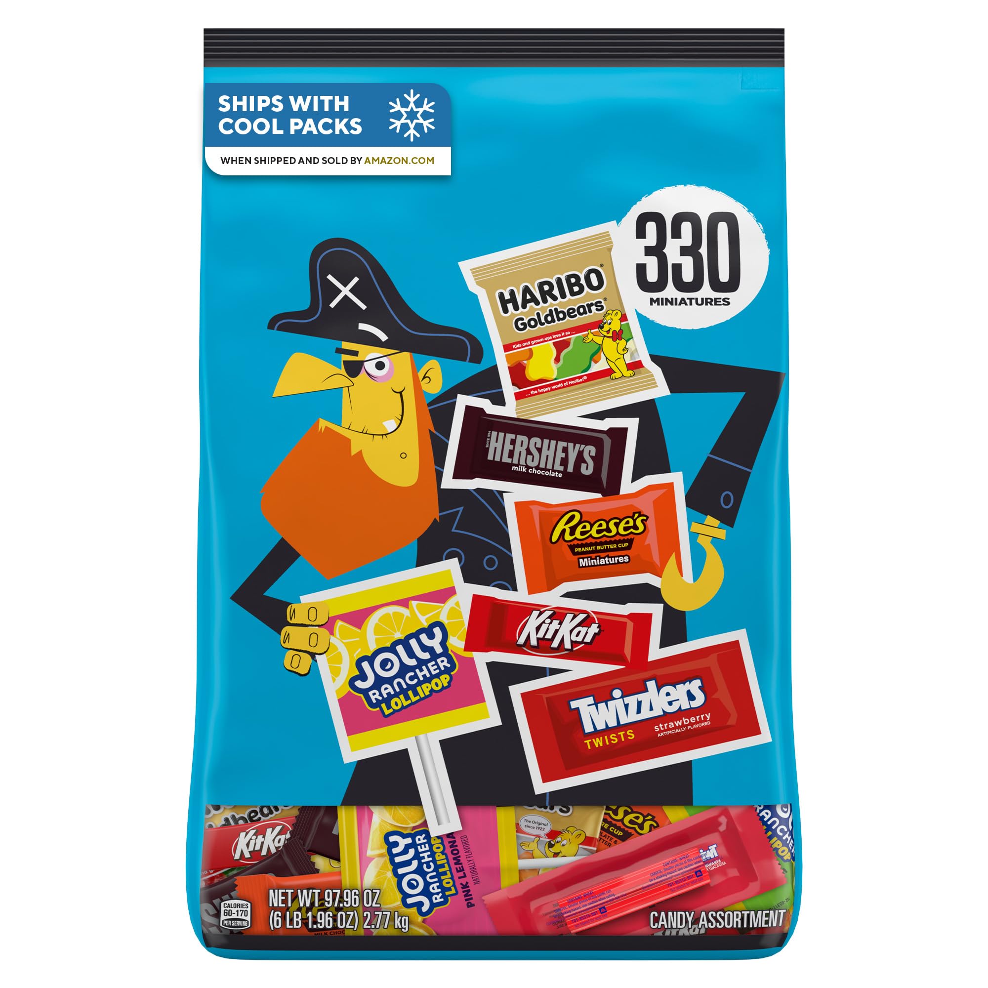 Hershey Miniatures Assorted Flavored, Halloween Candy Bulk Bag, 97.96 oz (330...