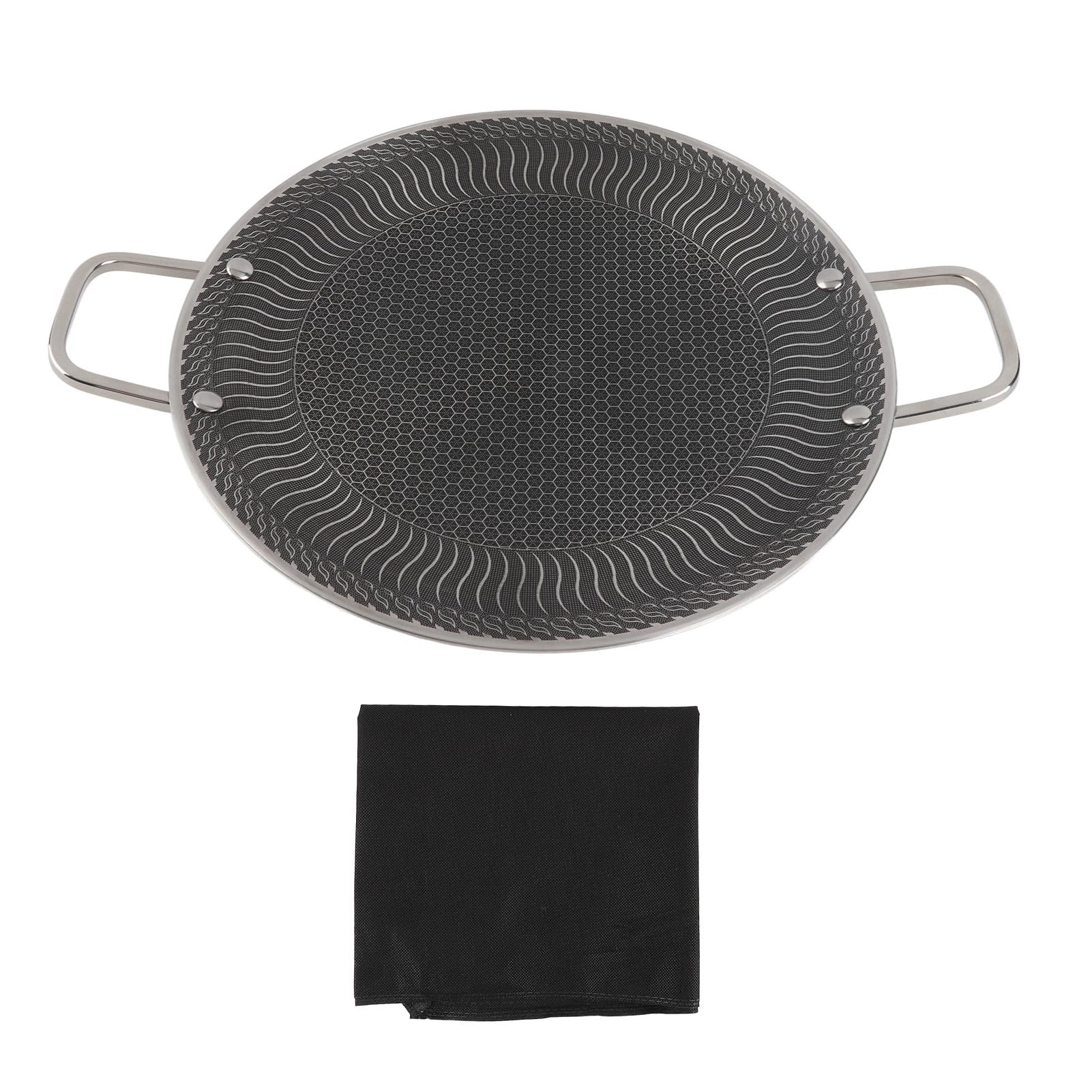 Poêle Barbecue Coréen Traditionnel en Acier Inoxydable 34 cm pour Grillades de 4 à 6 Personnes
