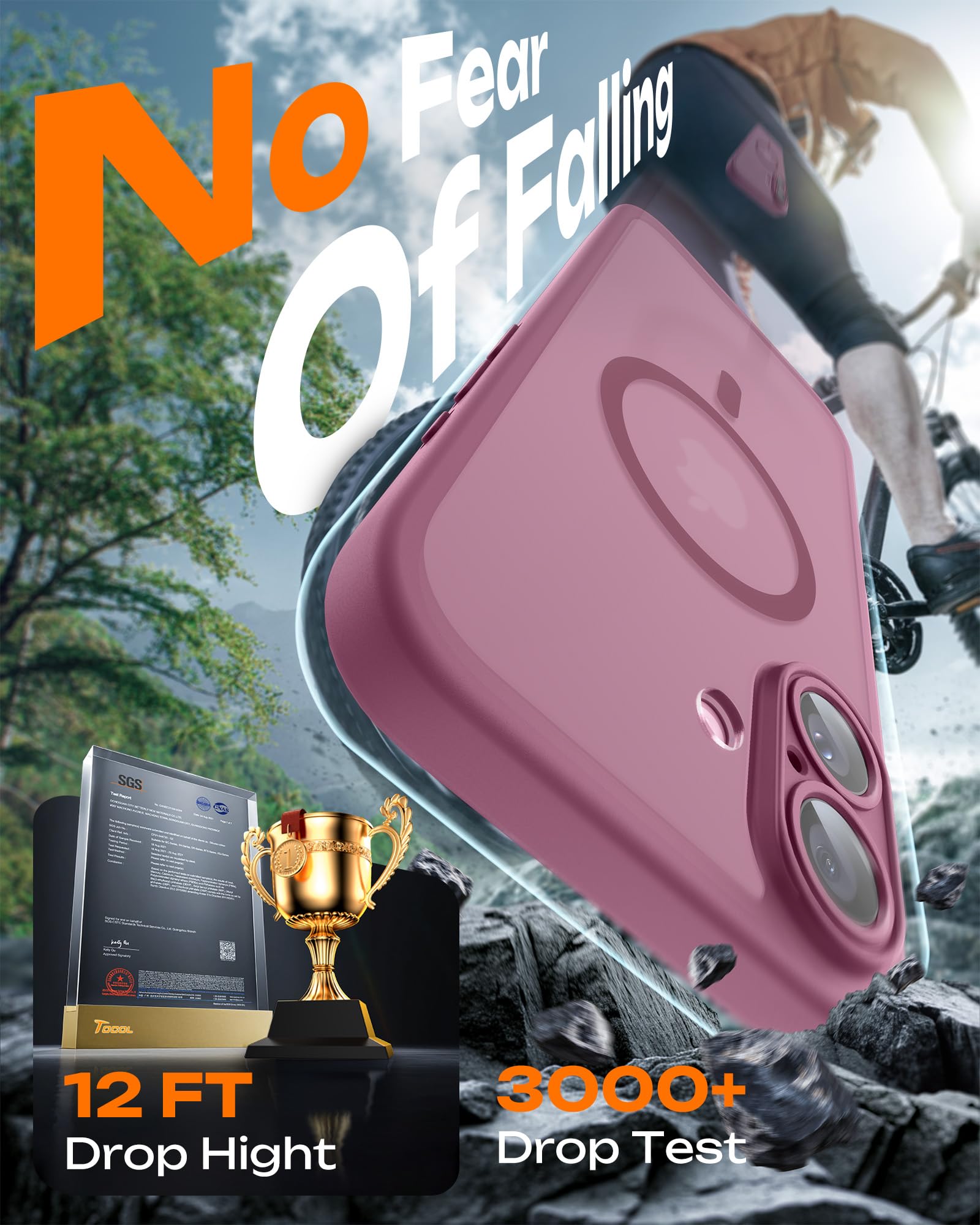 TOCOL Cover Magnetica per iPhone 16 6,1 Pollic, Compatibile con MagSafe, Protezione Fotocamera Integrata, Custodia Antiurto Traslucida Opaca, Prugna