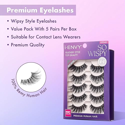Miniatura 2 de i-ENVY So Wispy - Paquete múltiple de cabello natural, 5 pares