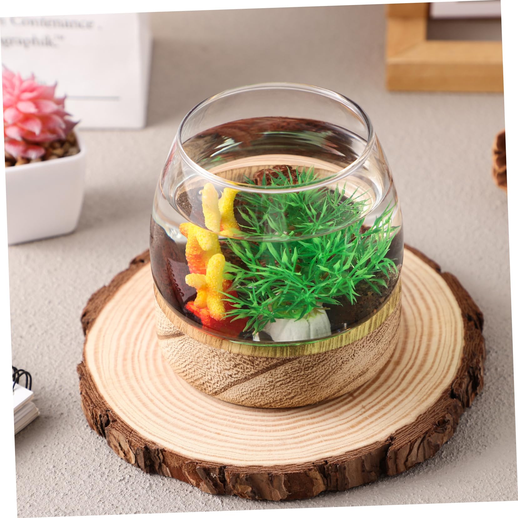 Happyyami 3kawałki Szklana Miska Akwarystyczna Do Ryb Uniwersalne Terrarium i Wazon Rośliny Elegancki Element Dekoracyjny Do Domu Wytrzymałe Szkło Stół i Biurko