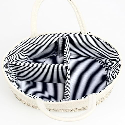 Miniatura 5 de Casaphoria Caddy Organizer - Cesta tejida de cuerda de algodón para almacenamiento, cesta de toalla 100% algodón con asa, bolsa portátil, color