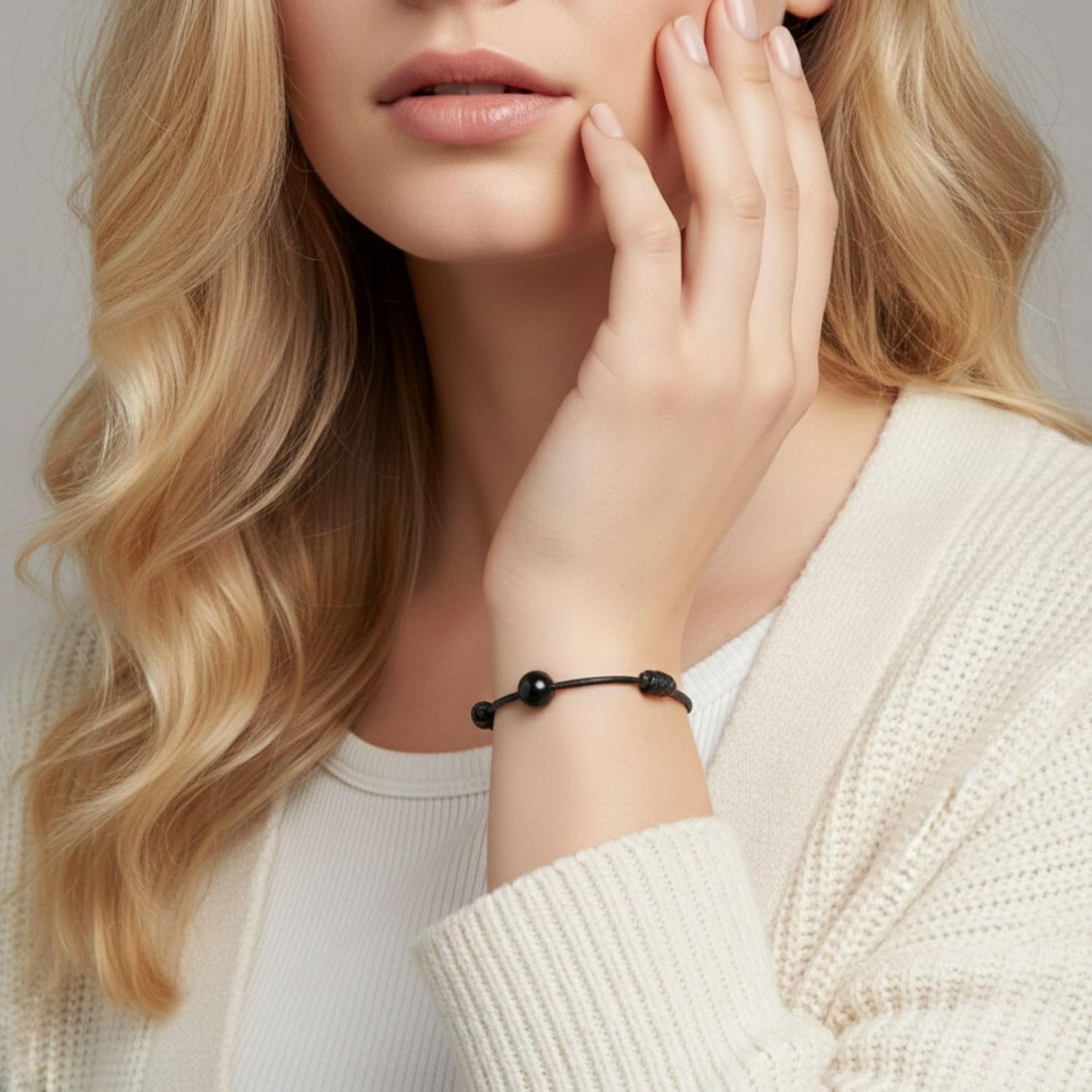 Luck Strings Gemstone Bead Bracelet, Adjustable Wax Cord, Unisex for Men & Women, Minimalist Stackable Beaded Jewelry - Image 7