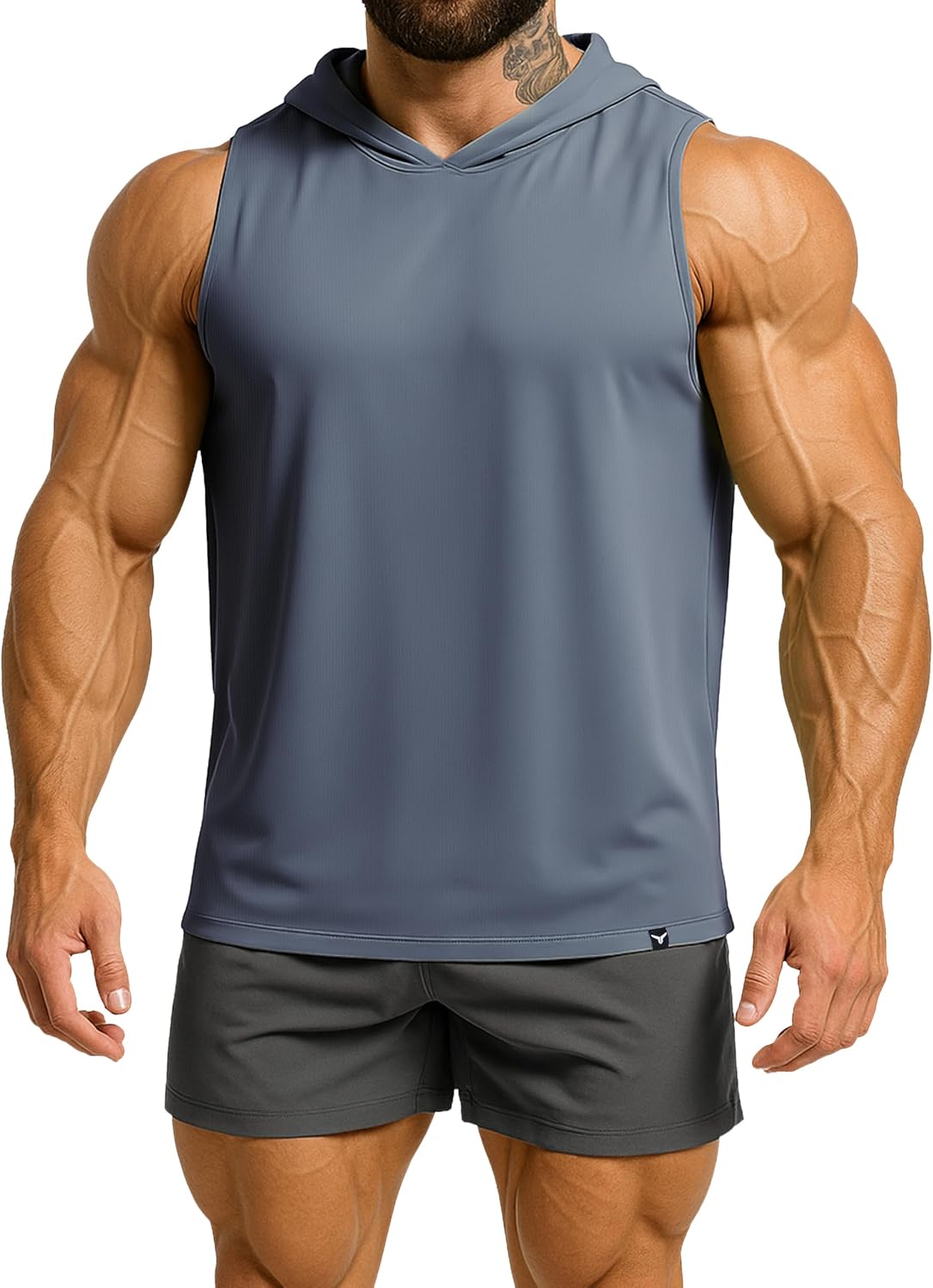 Men's Relaxed-Fit Sleeveless Gym Hoodies Workout Hooded Tank Tops