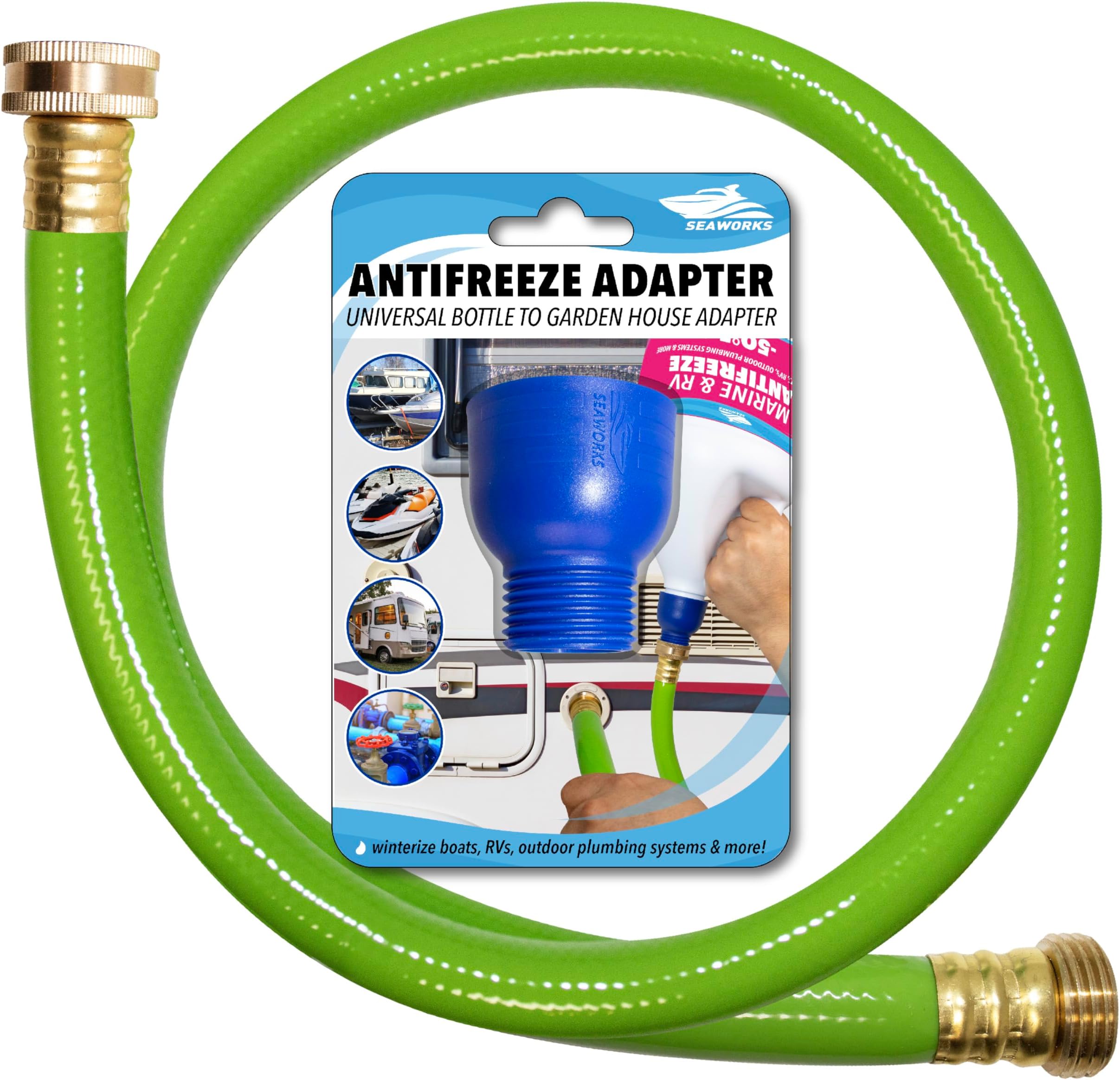Seaworks Garden Hose to Antifreeze Bottle Adapter: All-in-One Male and Female...