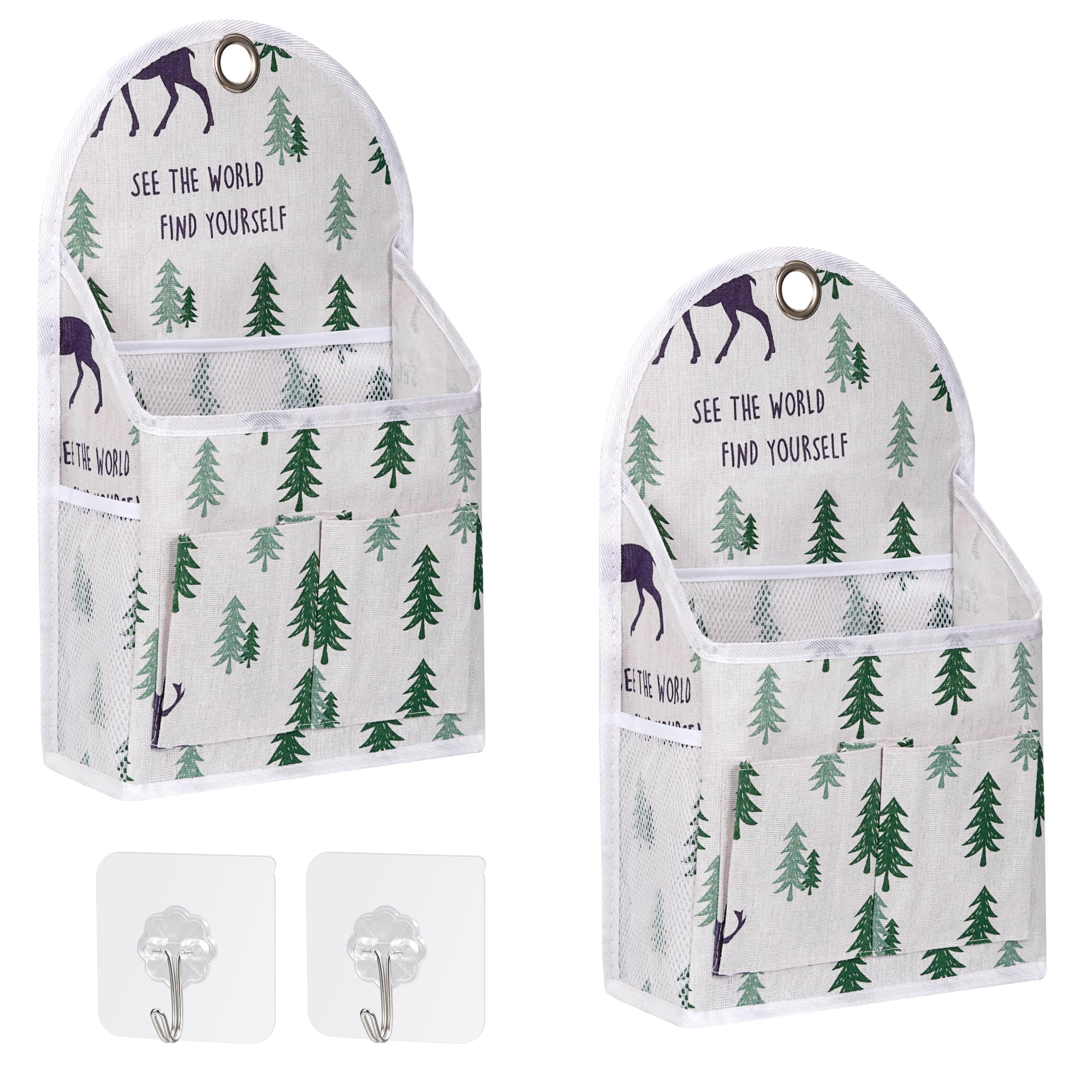 2 Sacs De Rangement Muraux En Lin - Organisateur à Poches Avec Crochets 40x20cm