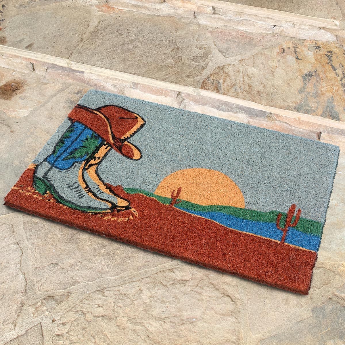 BLACK FOREST DECOR Sunset Boots Coir Mat, Decorative Accent, 30" W x 18" L