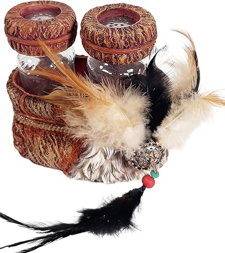 Urbalabs vaquero occidental indio plumas tribales nativos americanos salero y pimentero Caddy Farmhouse mesa de comedor decoración de rancho rústico