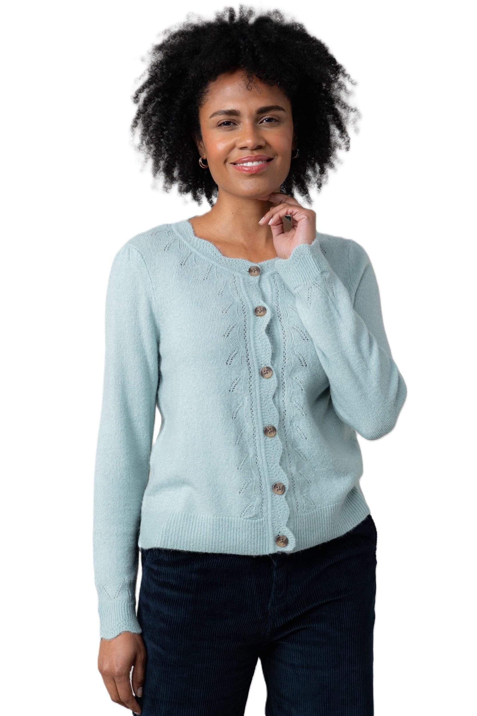 Lily & Me Women's Ice Blue Layla Pointelle Knit Cardigan - Size 20