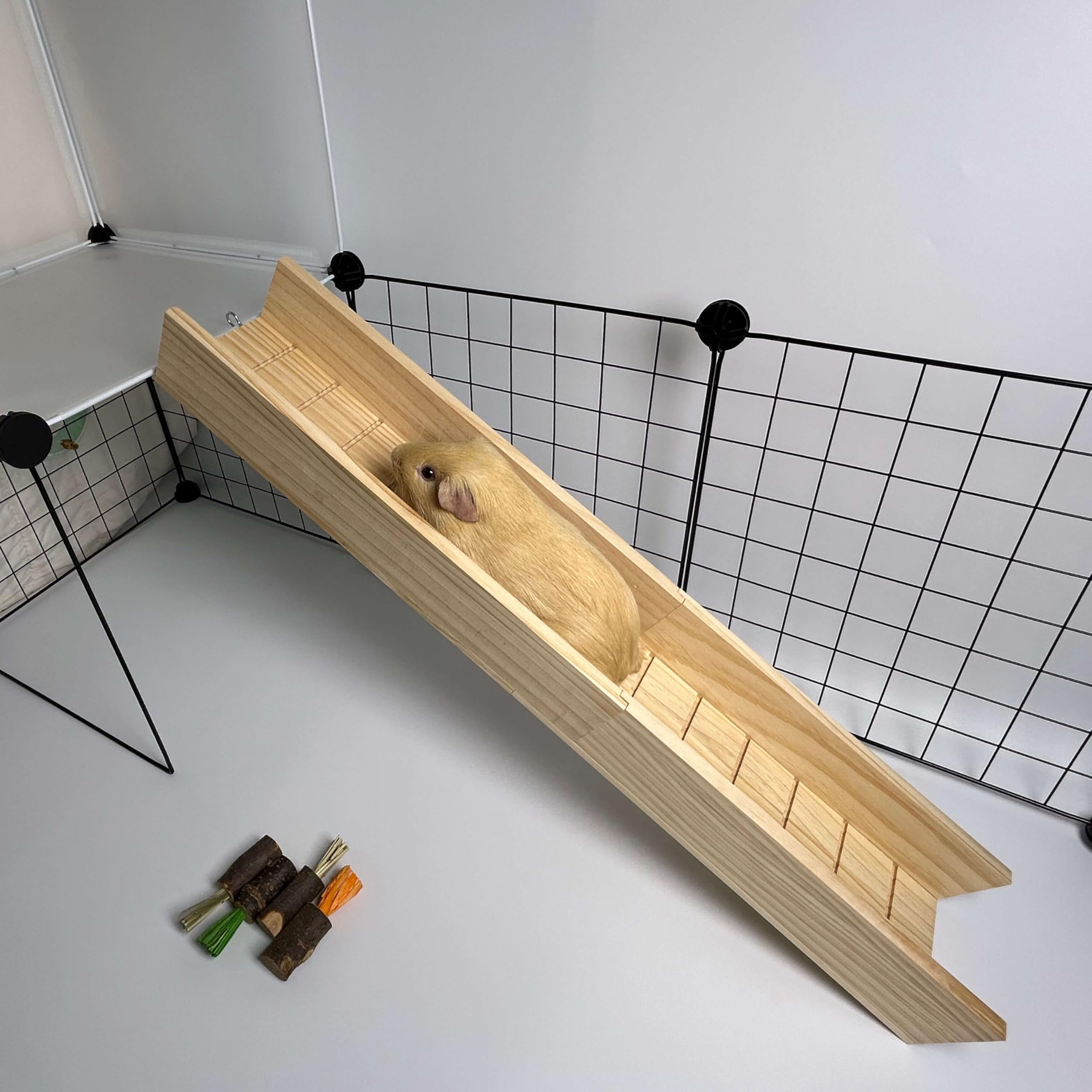 Puente de jaula de cobayas, rampa de escalera de madera para animales pequeños, accesorios de jaula de cobayas, puente de enlace del segundo piso para cobayas, hurones, hámsters (70 cm)