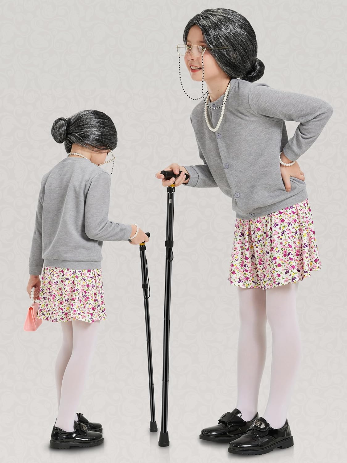 Old Lady Costume for Kids 100 Days of School Costume for Girls 100th Day of School Granny Old Lady Dress Up Accessory - Image 5