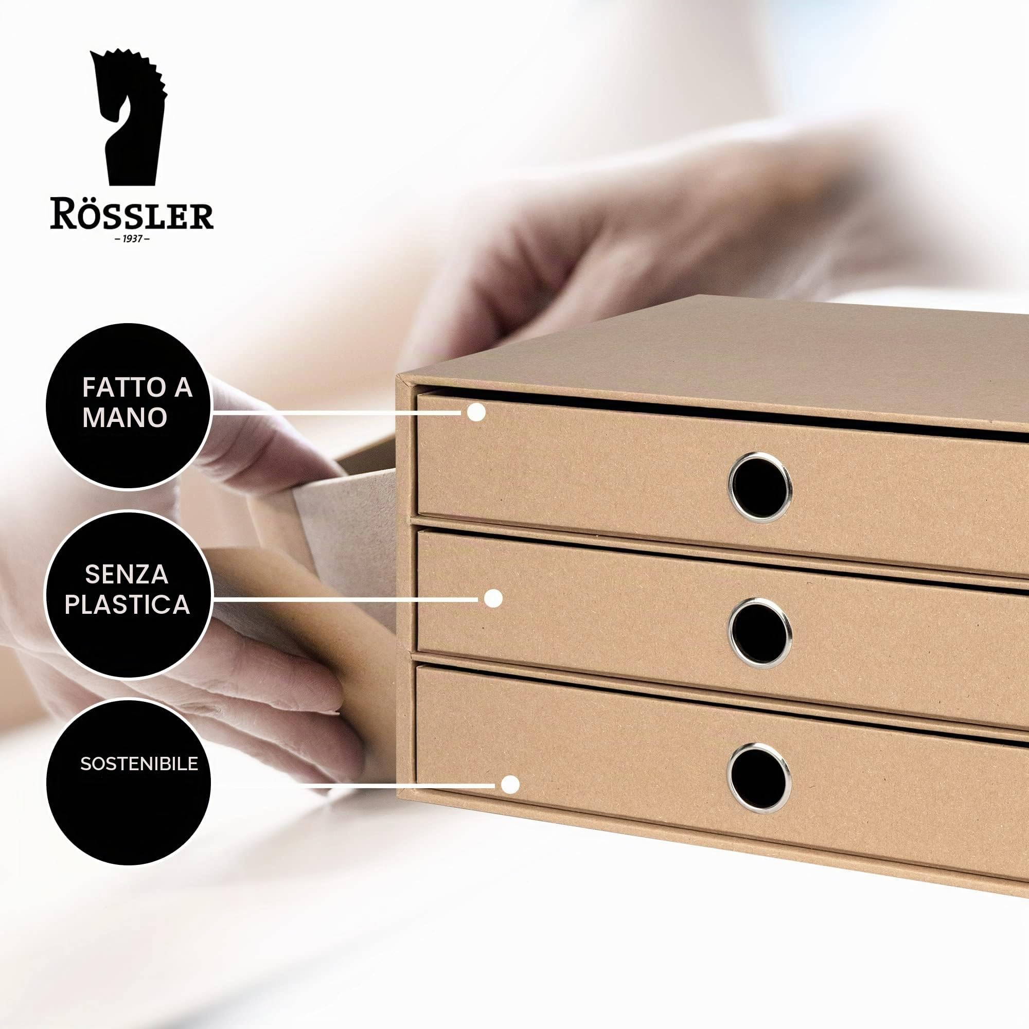 Rössler Papier, 1524452700 DIN A4, 3 Fach Kraft | Organizer da scrivania per documenti, documenti, accessori da ufficio e conservazione ordinata