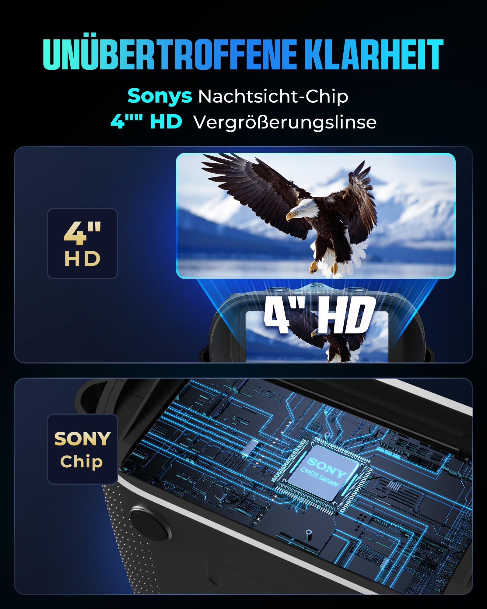 CIGMAN 4K Nachtsichtgerät Fernglas, Infrarot Nachtsichtbrille, Vollfarben Nachtaufnahme, 7-Fach Linse, 18 Std Akkulaufzeit