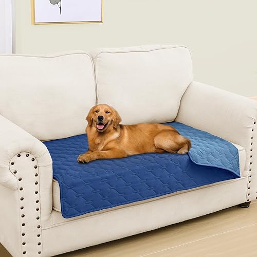 Miniatura 13 de Smiry Manta Impermeable para Cama de Perro 30x70, Manta Suave Reversible para Mascotas, Cubierta Lavable a Prueba de Fugas para Sofá de Gatos y Azul