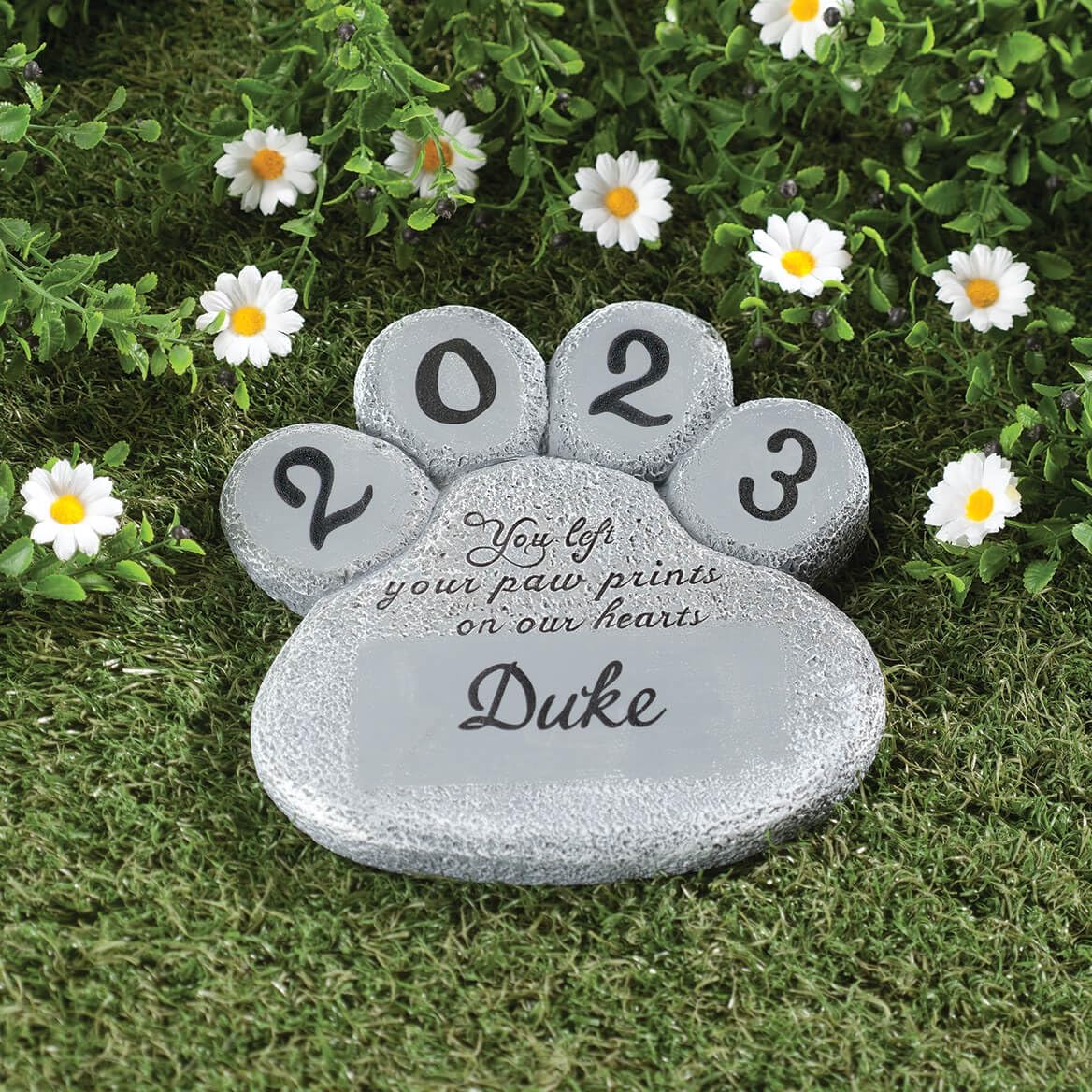 Fox Valley Traders Personalized Pet Memorial Stone – Customize Paw Print Remembrance Garden Stone with Pet Name – Outdoor Indoor Dog or Cat - Loss of Pet Sympathy Gift