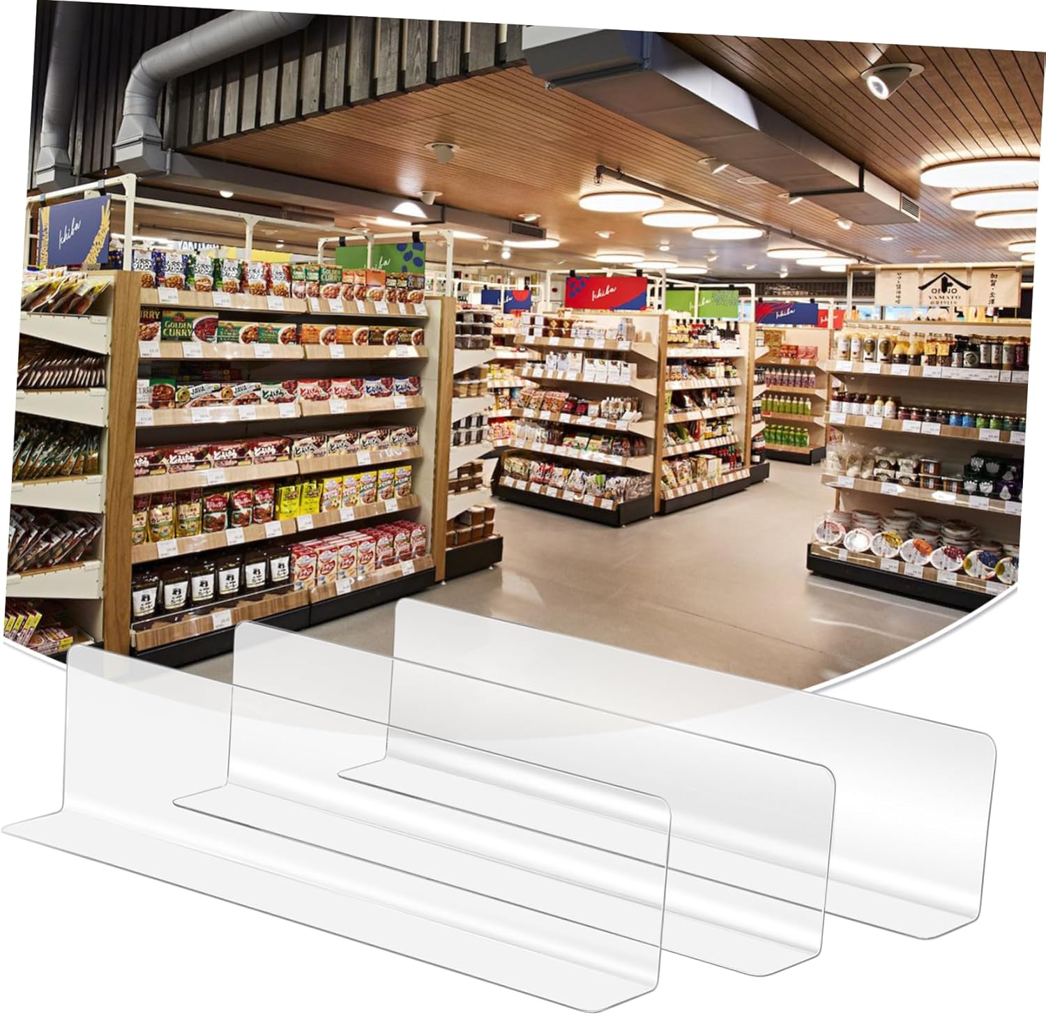 20pcs Partition Plate Storage Bookshelf Clear Shelves Clear Purses Shelf Spacers Shelves for Wall Riser Adhesive Shelves Pantry Store Separators Greeting Card Rack Stores Plastic