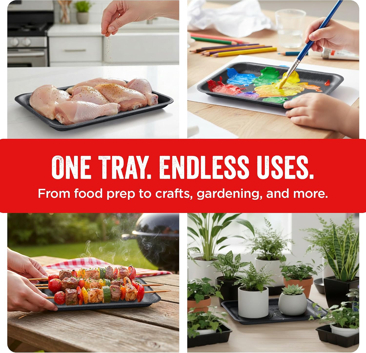 Hygloss White Foam Trays for Food & Crafts, 5.75 x 8.25 Inch, Pack of 125