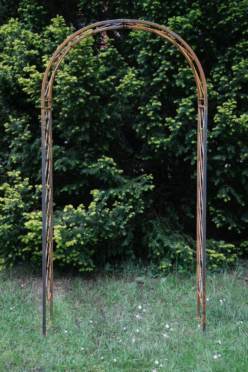 KUHEIGA Rostiger Rosenbogen Metall, B: 100cm / H:205cm, Rankbogen Rost, Metall-Bogen