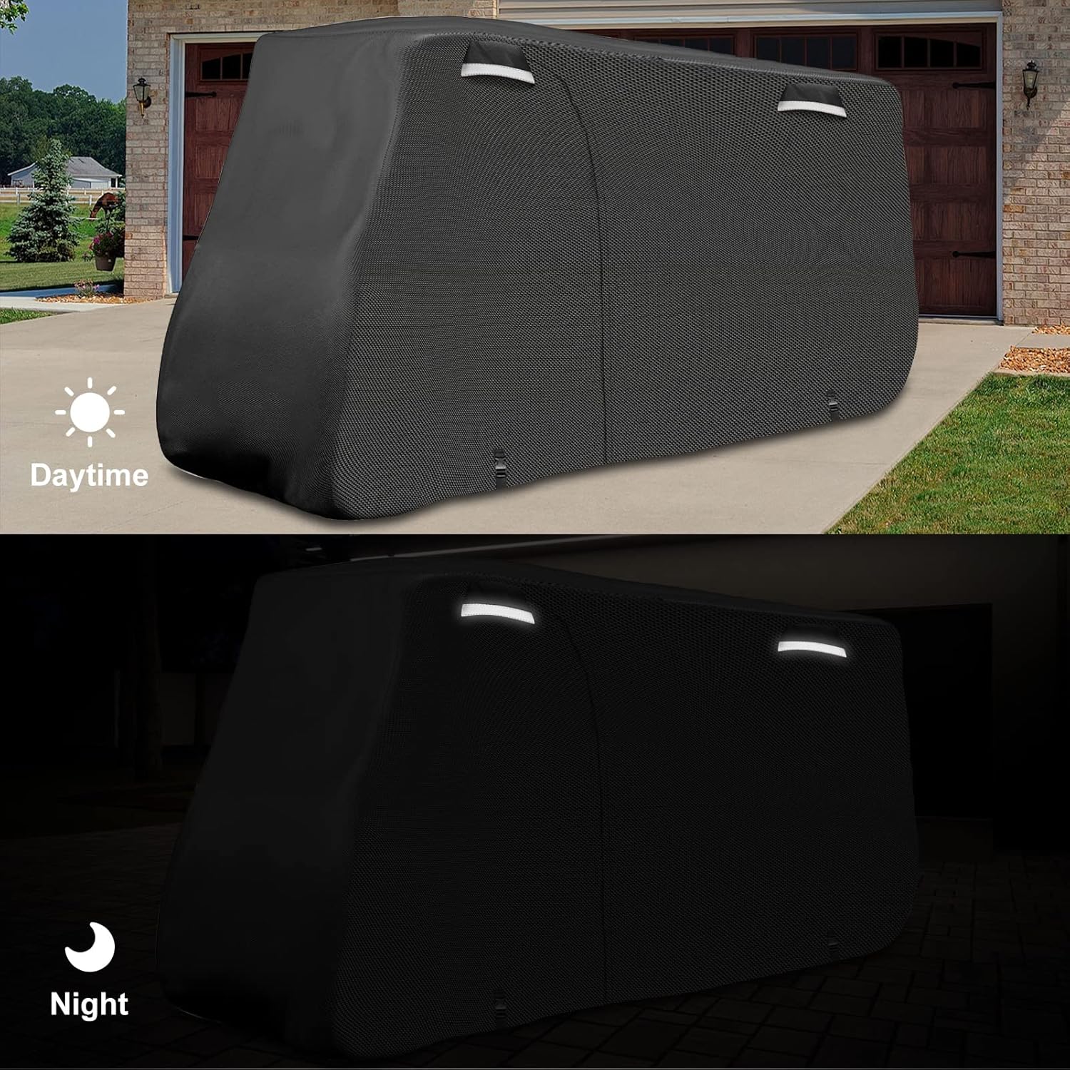 SAPUBK Golf Cart Cover Golf Cart Accessories with Side Door Ziper Compatible with Club Car/EZ-GO/Yamaha for Rain UV Dust Protection All Weather