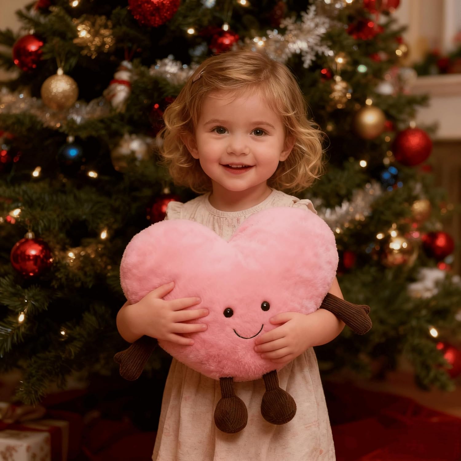 1 lb Weighted Heart Plush Pillow - 12 inch Stuffed Animal Weighted Plush Toy, Cute Valentine's Day Gift, Cuddle Heart Red/Pink