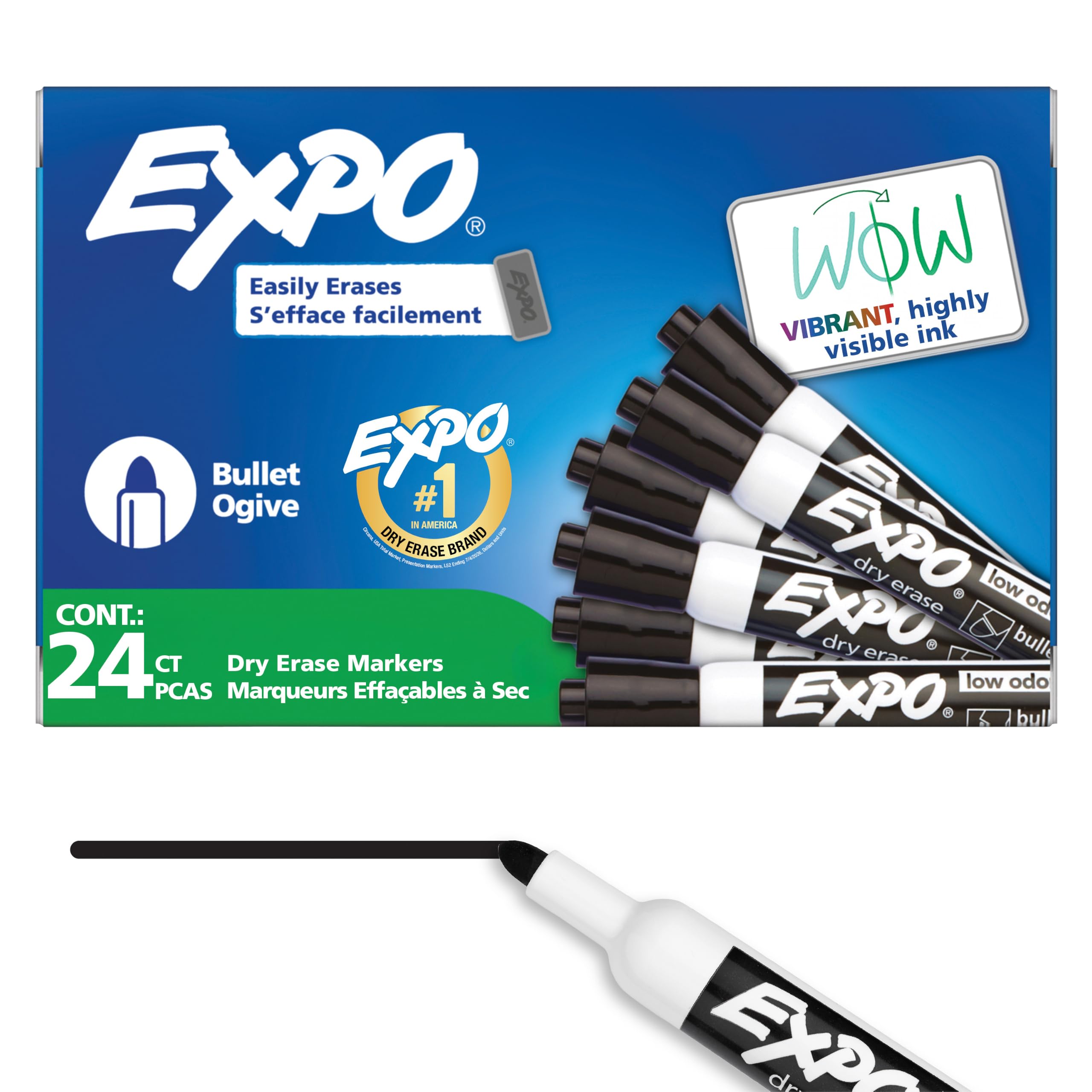 Expo Whiteboard Markers | Rundspitze | Schwarze Tinte | 24 Stück
