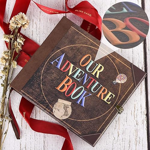 Miniatura 4 de Libro de recortes "Our Adventure Book" DIY hecho a mano estilo retro para viajes, recuerdo con portada de letras en relieve, 146 páginas, álbum DIY