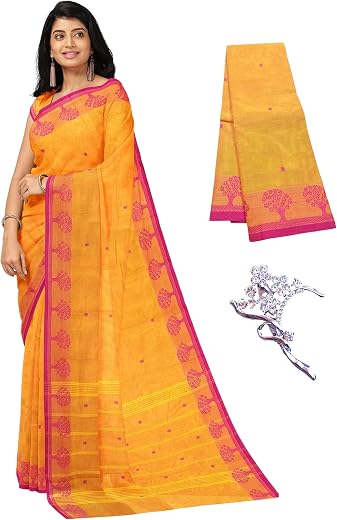 NandaVanam Chettinad Cotton Sarees for Women with Blouse | Handloom Sarees for Women With Tree Border | Daily use and All ...