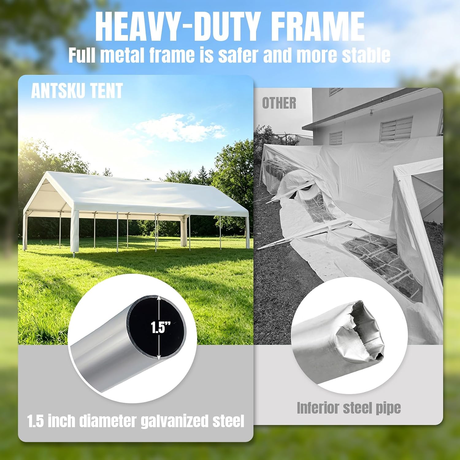 16x32 ft Party Tent Heavy Duty, Large Tents for Parties, Wedding and Event, Commercial-Grade Steel Frame Canopy with Removable Sidewalls & Roll-up Door for BBQ and Birthday Parties