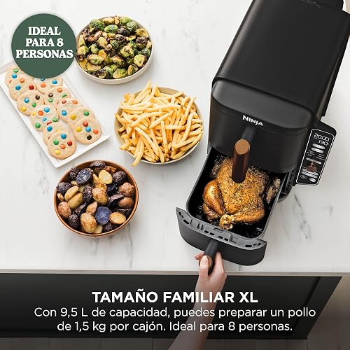 NINJA Double Stack XL Air Fryer 2 Compartiments Verticale, Compact, 4 Niveaux de Cuisson, Capacité de 9,5L, Air Fryer 6-en 1, Pièces Antiadhésives Amovibles Lavables Au Lave-Vaisselle, Noir/Cuivre - 6