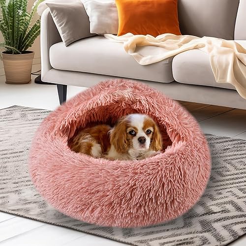 Miniatura 6 de Camas para gatos de interior, cueva de gatos para cachorros y gatitos, cama relajante para perros pequeños con cueva cubierta, acogedora, cálida,