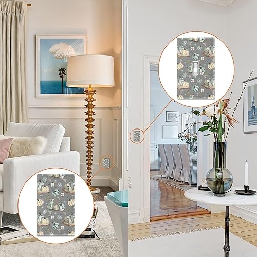 Miniatura 6 de Switch Plate Cute Toggle Switch Nursery Switch Plates Wall Plate Pumpkins Teal for Kids Teens Nursery Bedroom Kitchen Bathroom